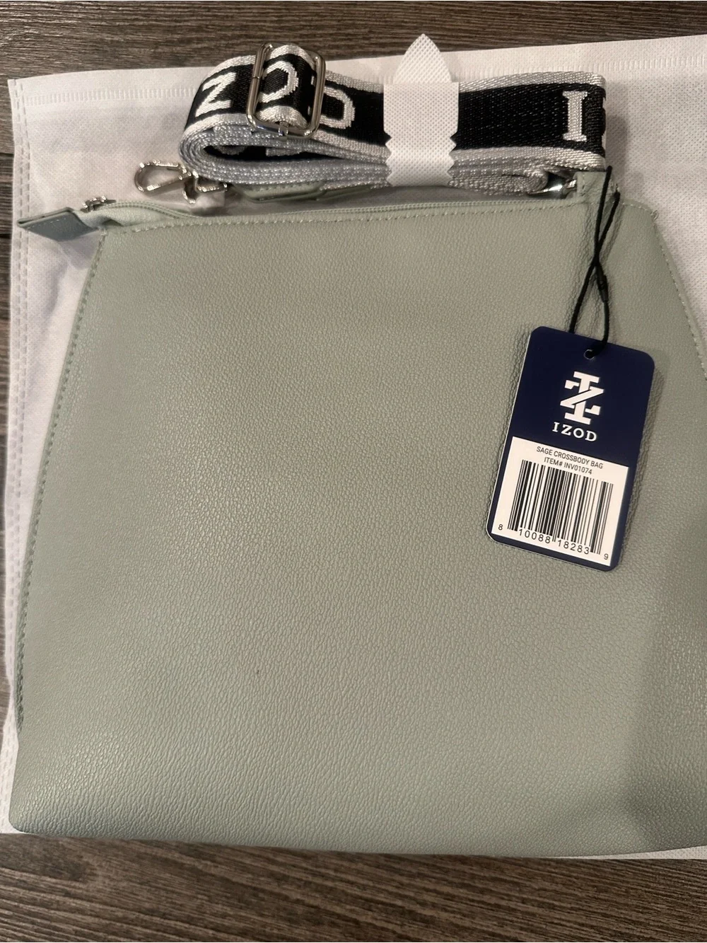 Izod Sage Green Crossbody Bag with Branded Detachable Strap